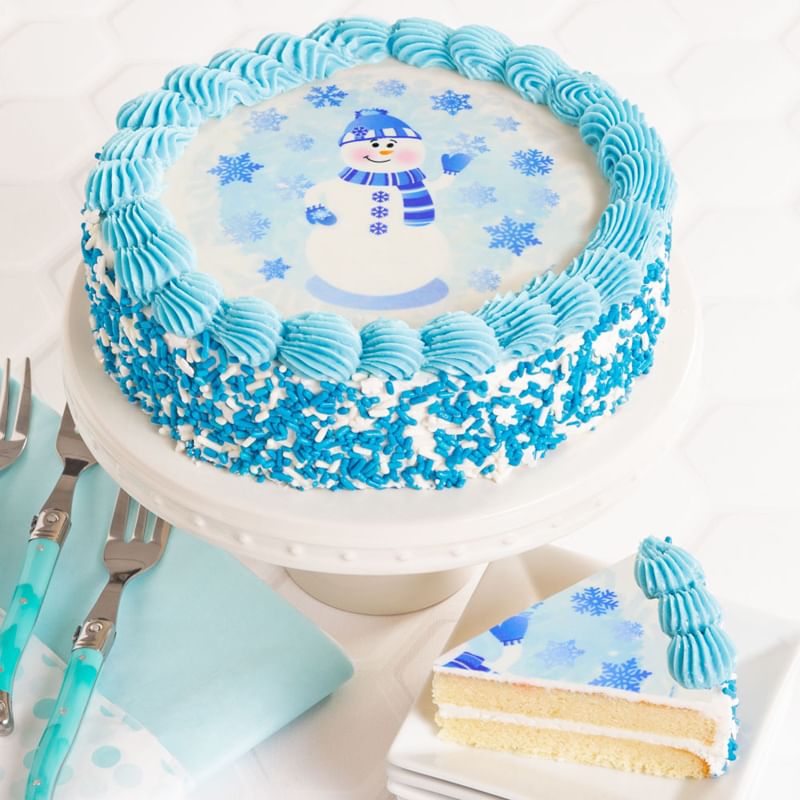 Frosty Snowman Christmas Photo Cake