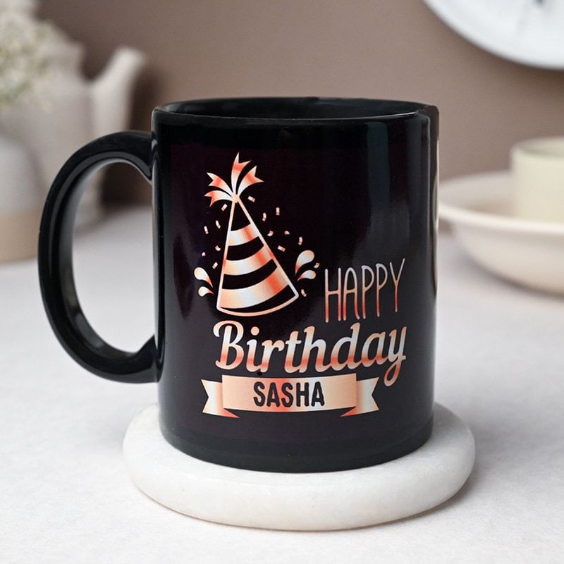 Custom Bday Black Mug Gift